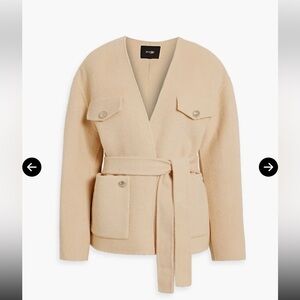 Maje Women's Ecru Wool Jacket with Belt